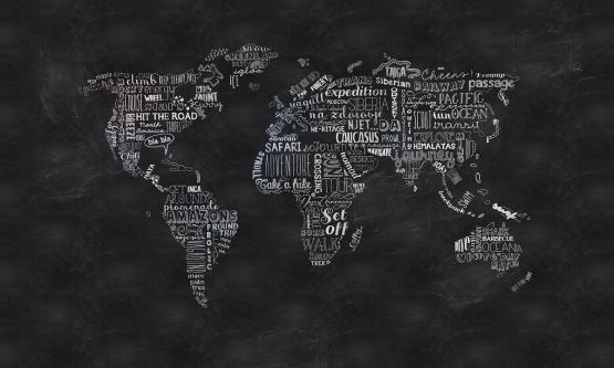 Fototapeta ścienna mapa świata czarno-biała - widok wzoru