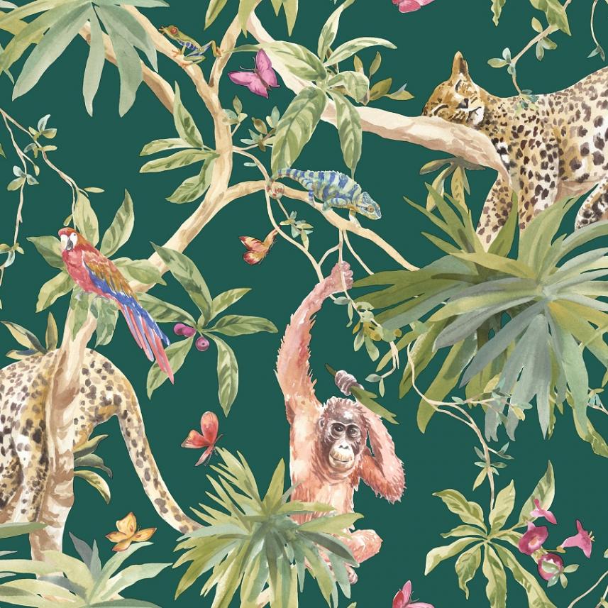 tapeta ścienna - Holden Kaleidoscope - wzór dżungla - zielone tło 