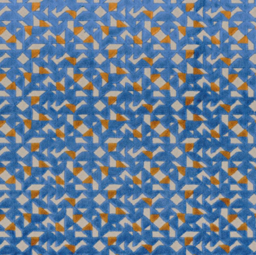 Tkanina tapicerska i zasłonowa_Precieux_46700144_wzor geometryczny_niebieski