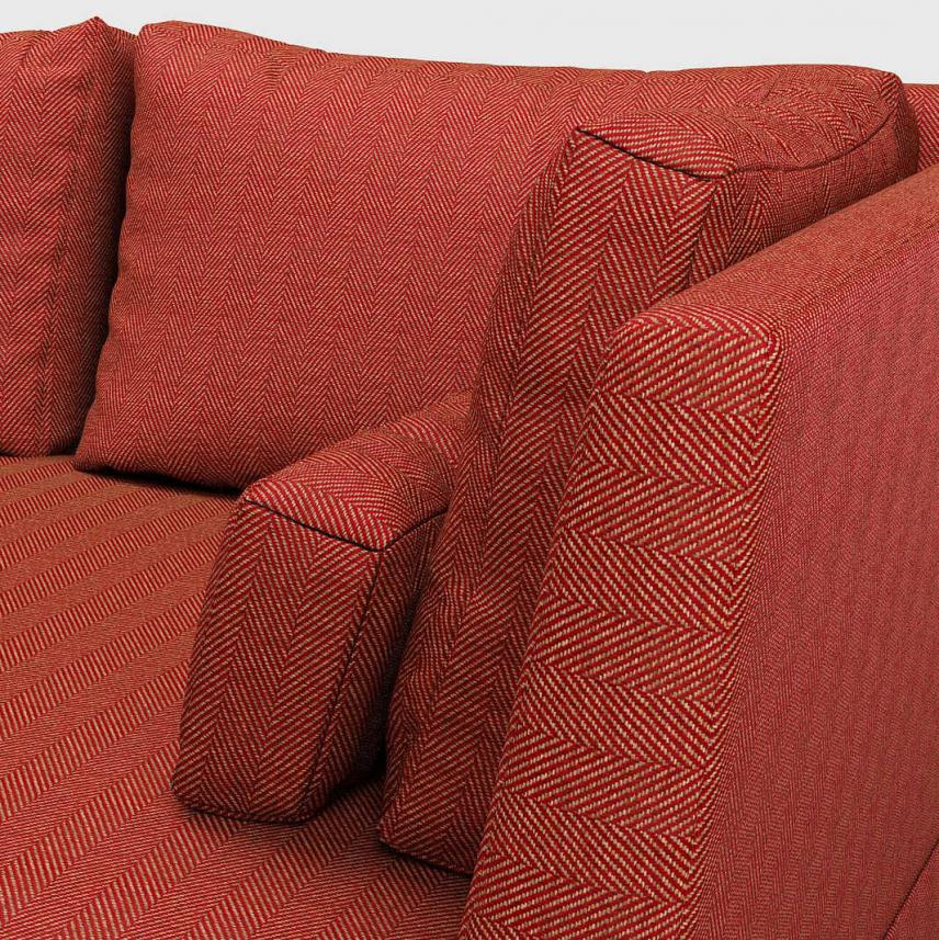 tkanina zasłonowa i obiciowa w jodełkę-sofa zbliżenie-czerwony