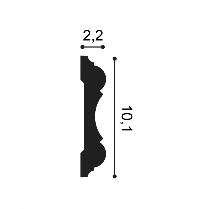 Listwa ścienna P8040 Orac Decor - 200 x 10,1 x 2,2 cm - przekrój