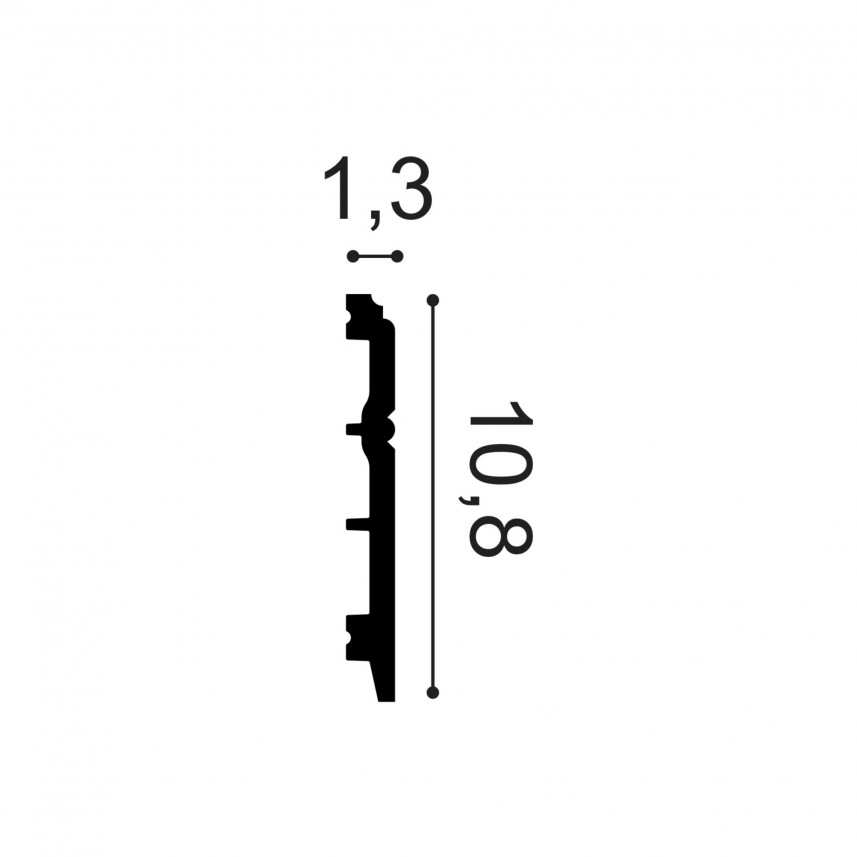 Listwa przypodłogowa SX105 Orac Decor - 200 x 10,8 x 1,3 cm - przekrój