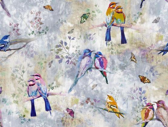 Tkanina zasłonowa, obiciowa kolekcja PARADISE-Birds 04 pełen raport