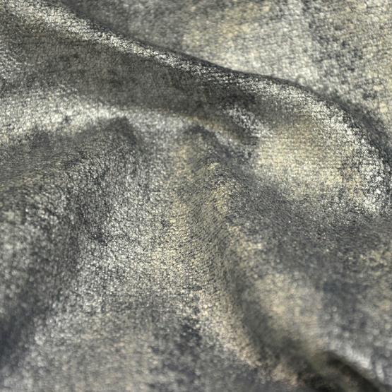 Tkanina zasłonowa GLAMLUX  z  metalicznym efektem przecierki - szara-srebrna