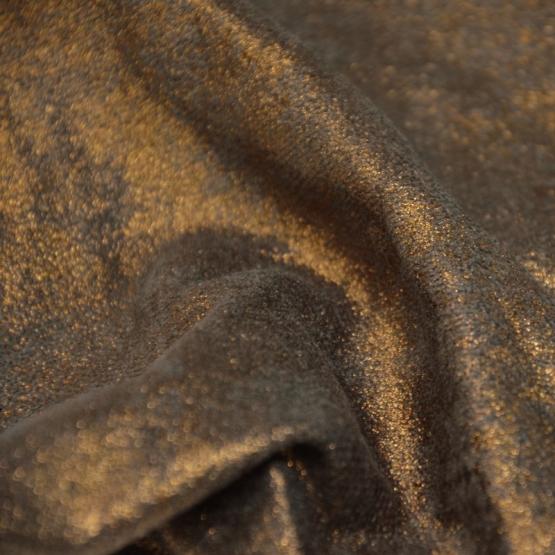 Tkanina zasłonowa Glamlux z efektem przecierki w połysku- grafit - miedź