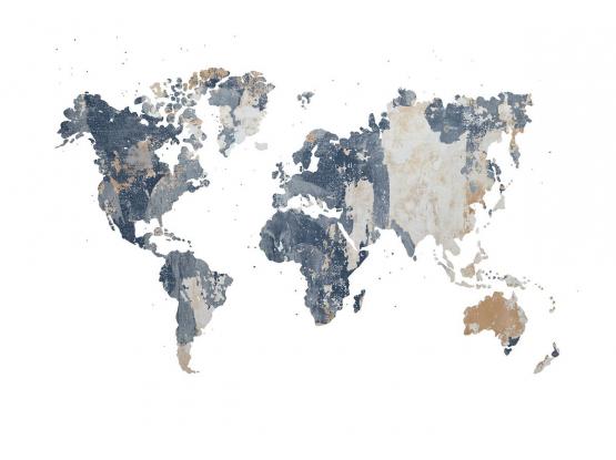 Fototapeta ścienna w tonacji niebieskiej _ Mapa świata - Widok wzoru