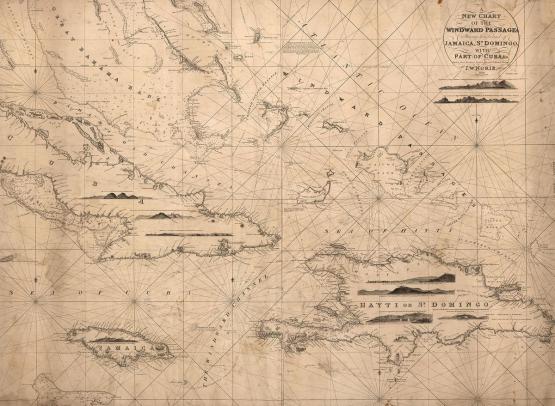 Fototapeta ścienna nawigacyjna mapa wybrzeża Kuby w tylu retro-aranżacja