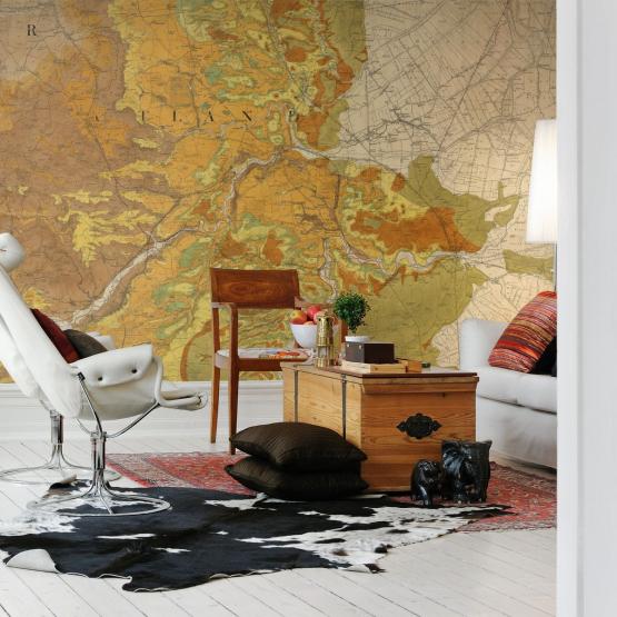 Fototapeta na ścianę z motywem mapy świata w stylu retro - Aranżacja