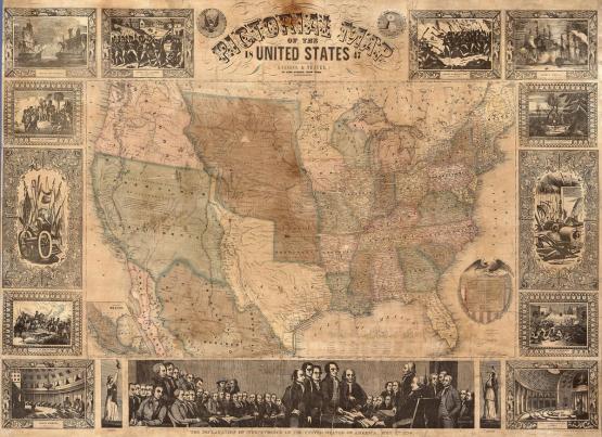 Fototapeta ścienna- Stara mapa świata Stanów Zjednoczonych w stylu retro-Widok wzoru
