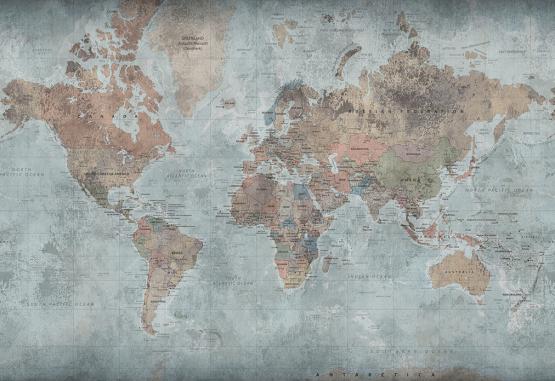Fototapeta ścienna z motywem stylizowanej mapy świata-aranżacja