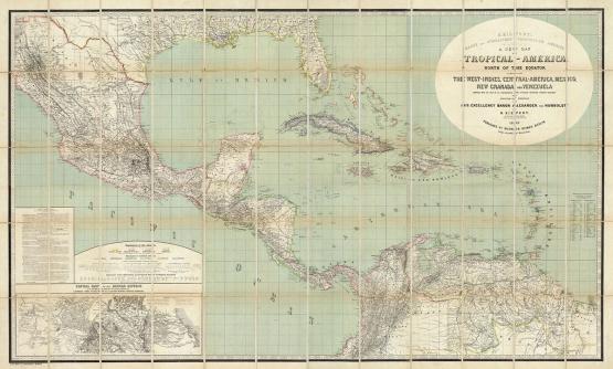 wzór fototapety ściennej - stara mapa Karaiby