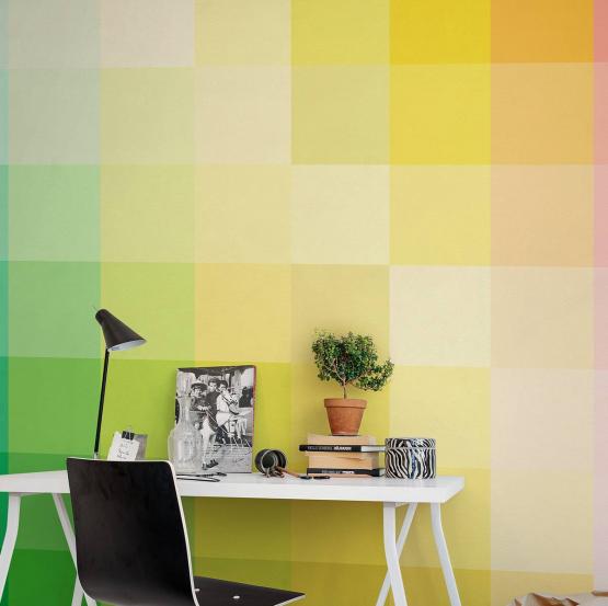Fototapeta ścienna z kolorowymi pixelami-aranżacja