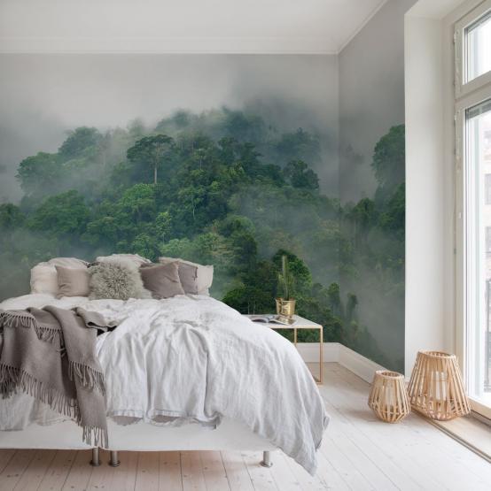 Fototapeta las we mgle na ścianę do sypialni - Aranżacja