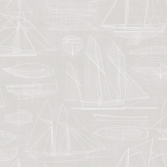 Tapeta ścienna w stylu skandynawskim-plany jachtów na szarym tle
