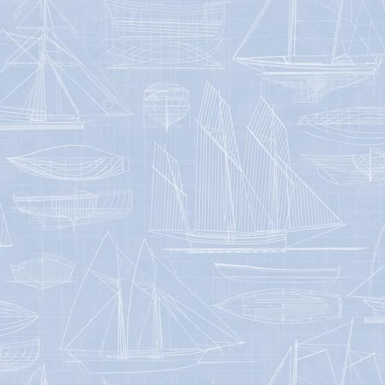 Tapeta na ścianę-jachty na niebieskim tle-styl marynarski