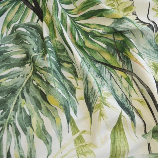Tkanina zasłonowa z motywem liści-zielony