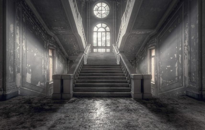 Fototapeta ścienna - wnętrze pałacowe z widokiem na schody - wzór