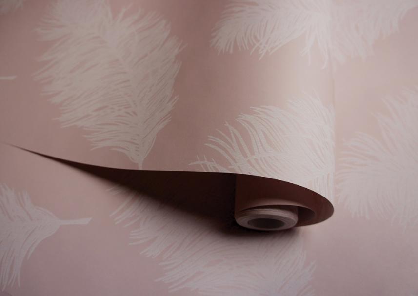 tapeta ścienna w piórka w tonacji gołębiej - zdjęcie