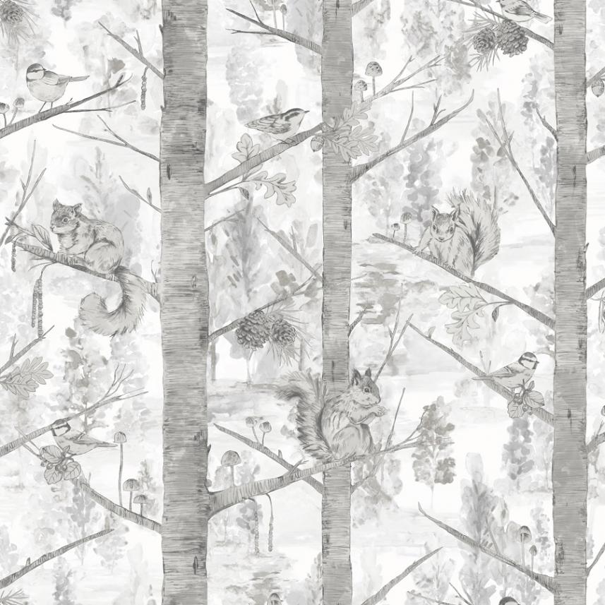 tapeta ścienna - Holden Kaleidoscope - wzór wiewiórki - szary