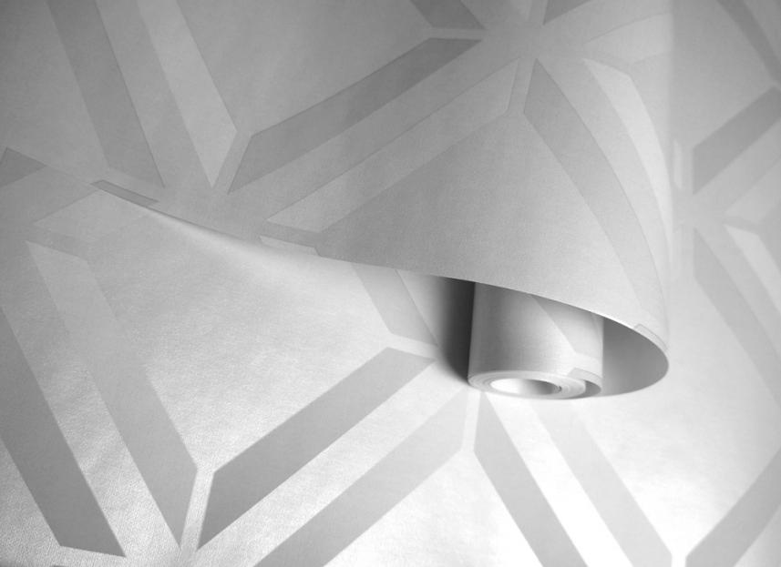 tapeta ścienna - Holden Kaleidoscope - wzór geometryczny - kwadraty - jasny szary - 3D