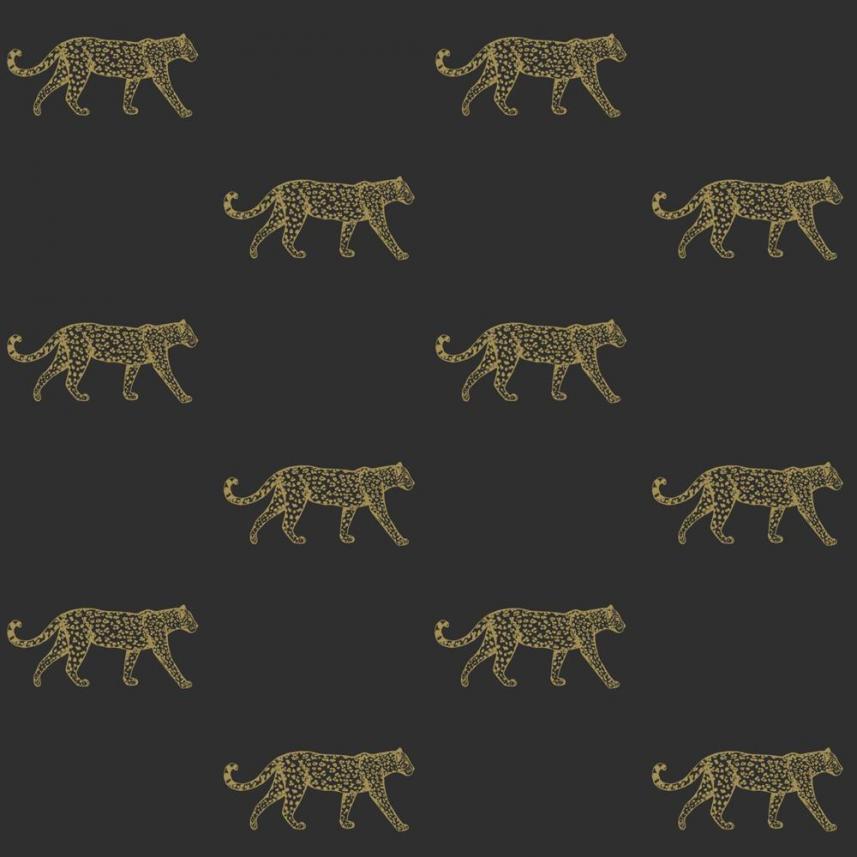 tapeta ścienna Jaguary - czarny i złoty - wzór