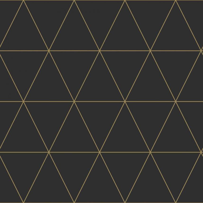 tapeta ścienna geometryczna w trójkąty -  czarny, złoty - wzór