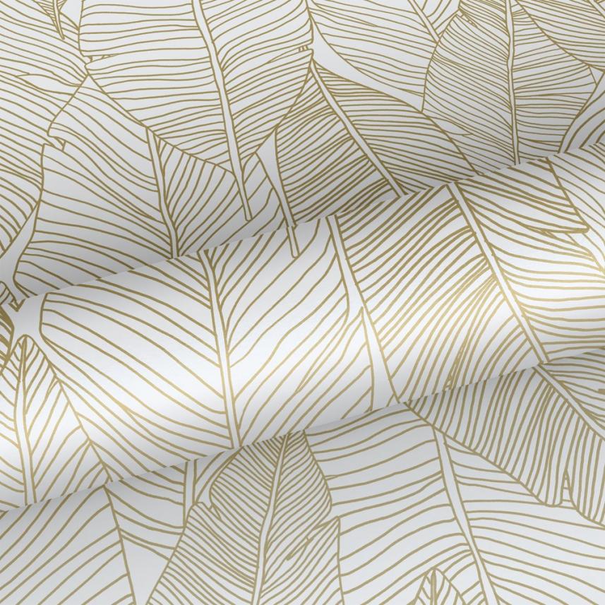 Tapeta ścienna złota biała- liście - zdjęcie aranżacyjne