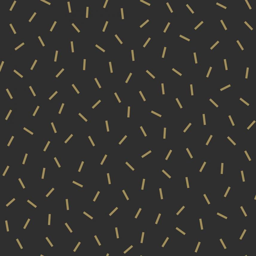 Tapeta ścienna czarna, złota - kreski - zdjęcie aranżacyjne
