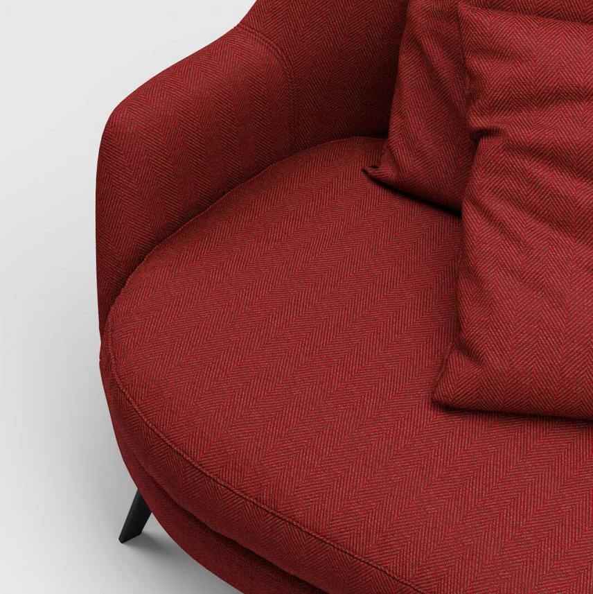 tkanina zasłonowa i obiciowa w jodełkę-sofa zbliżenie-czerwony-bordo
