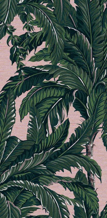 tapeta ścienna z duże palmy - zielony i różowy - Genesis 112018