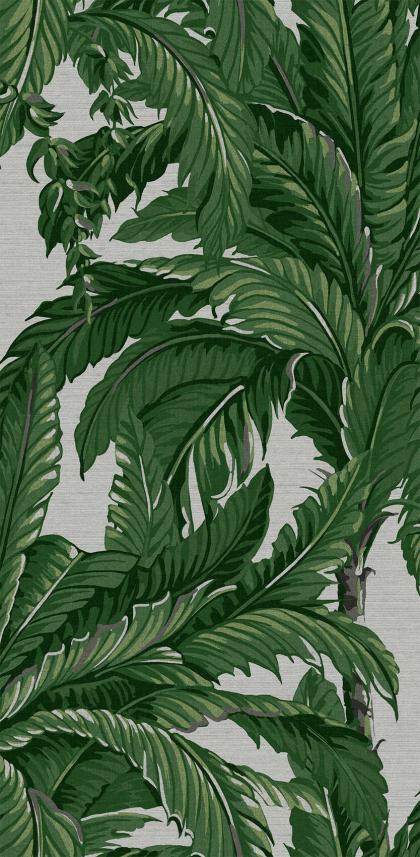 tapeta ścienna z duże palmy - zielony i perłowy - Genesis 112020