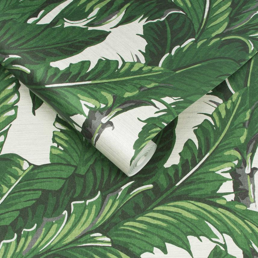tapeta ścienna z palmy - zbliżenie - zielony i perłowy - Genesis 112020