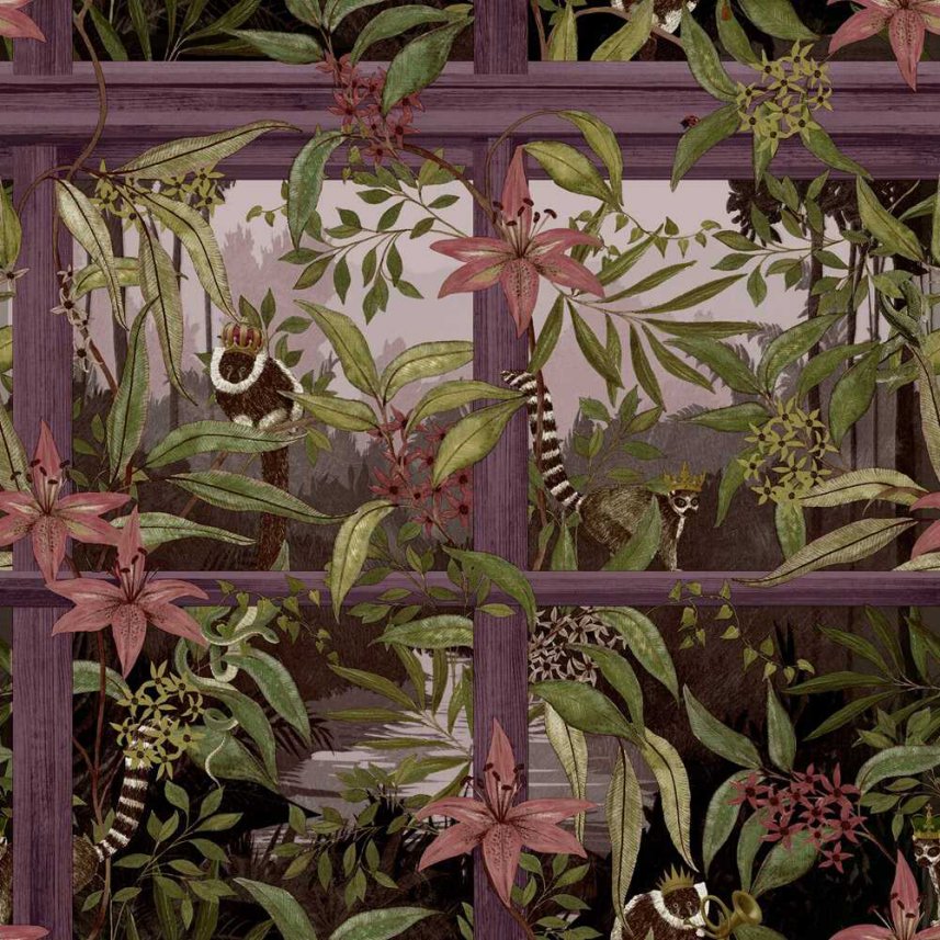 tapeta ścienna w lemury- fiolet - Holden Cascading Gardens 91393
