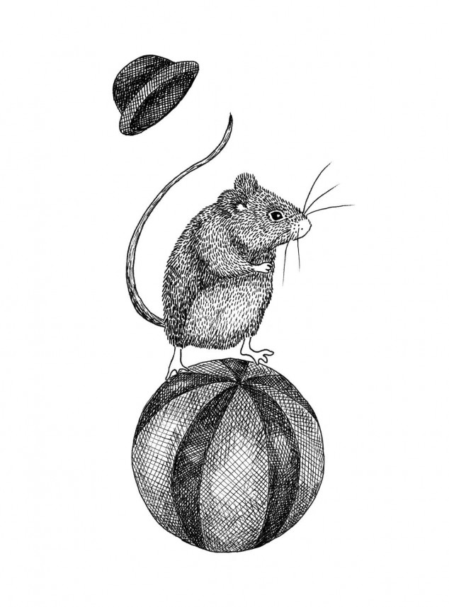 Fototapeta ścienna na wymiar-artystyczny wzór w tonacji szarej - Mouse-on-a-ball-Graphite
