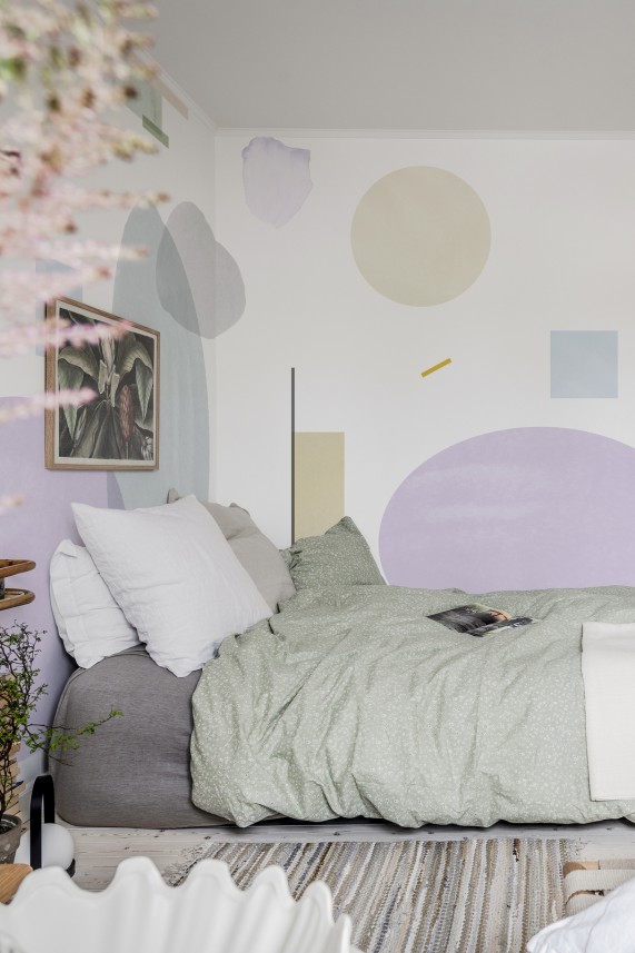 Fototapeta ścienna na wymiar do sypialni-w tonacji fioletowej-Geometry-Lilac
