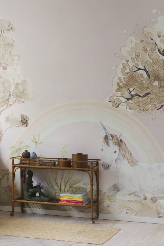 Fototapeta ścienna na wymiar do pokoju dziewczynki -w tonacji różowej-Unicorn-Dream_Rainbow