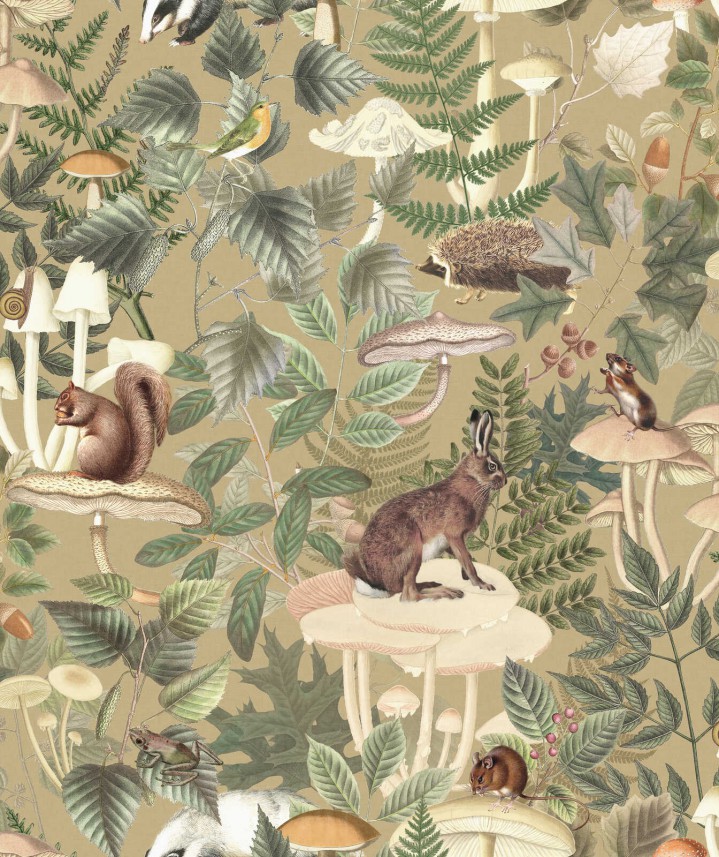 tapeta ścienna - do pokoju dziecięcego - leśne zwierzęta - 18003 - zielony