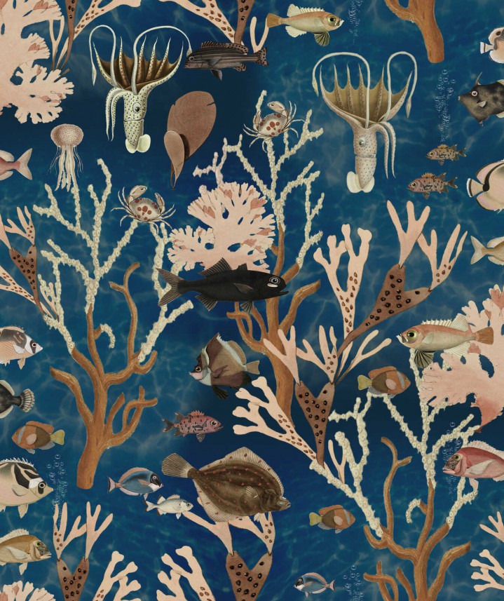 tapeta ścienna - do pokoju dziecięcego - akwarium - 18033 - niebieski