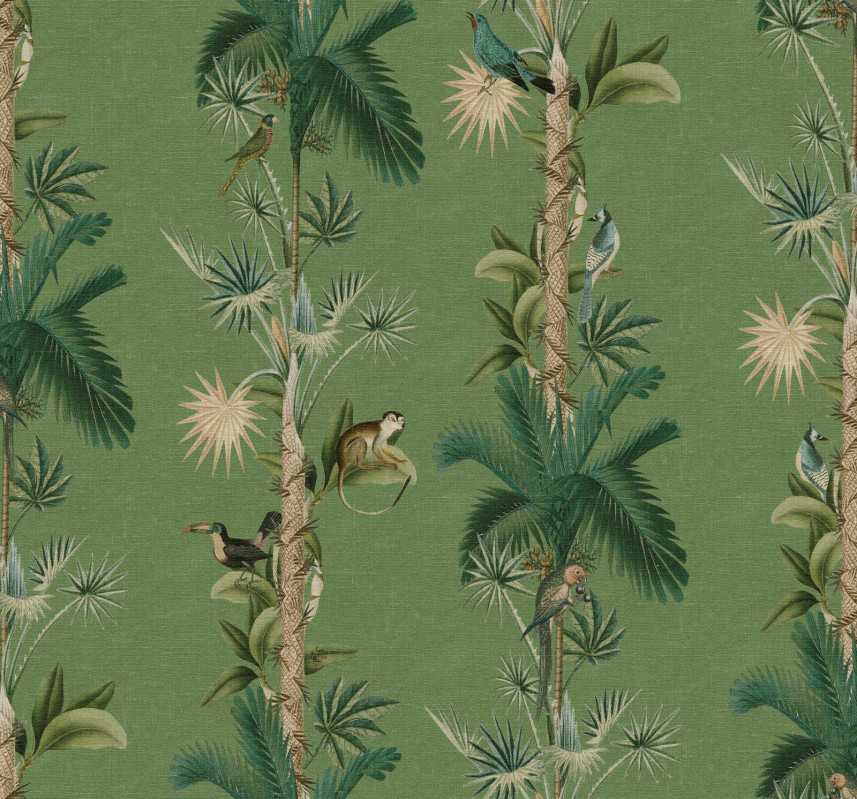 tapeta ścienna - do salonu - małpki - 18103 - zielony