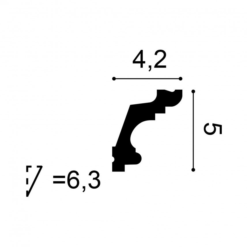 Listwa sufitowa C322 Orac Decor - 200 x 5 x 4,2 cm - przekrój