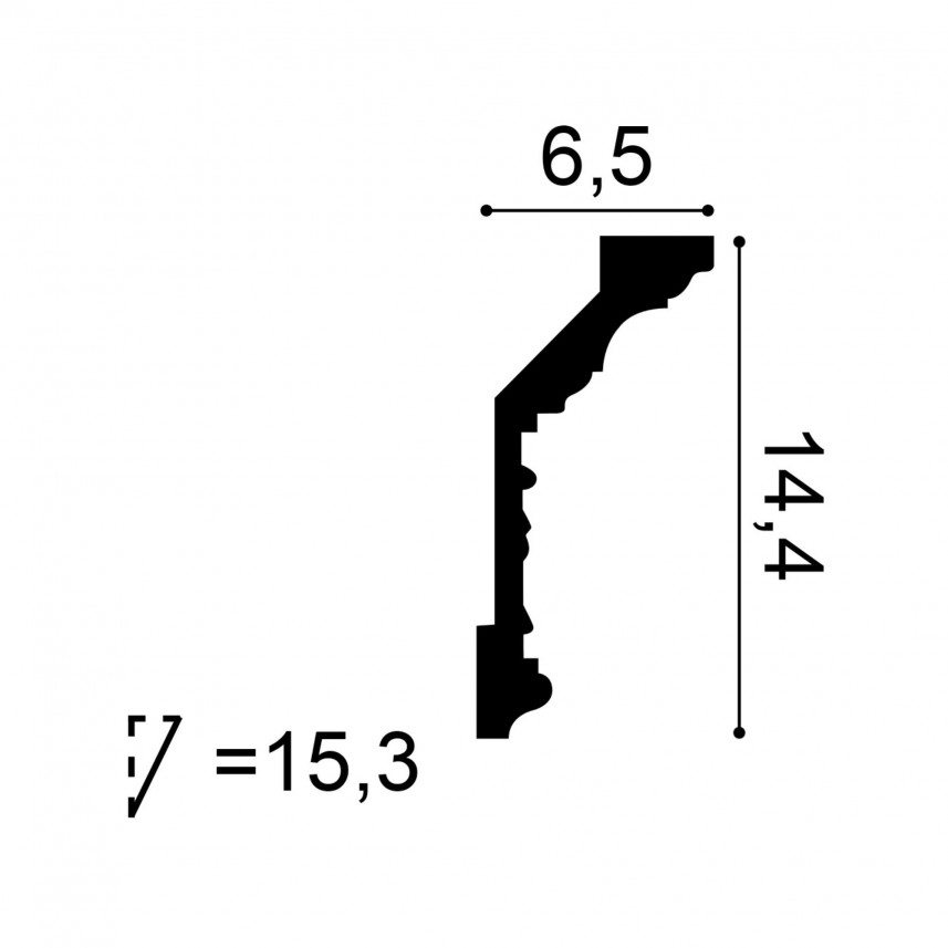 Listwa sufitowa C303 Orac Decor - 200 x 14,4 x 6,5 cm - przekrój