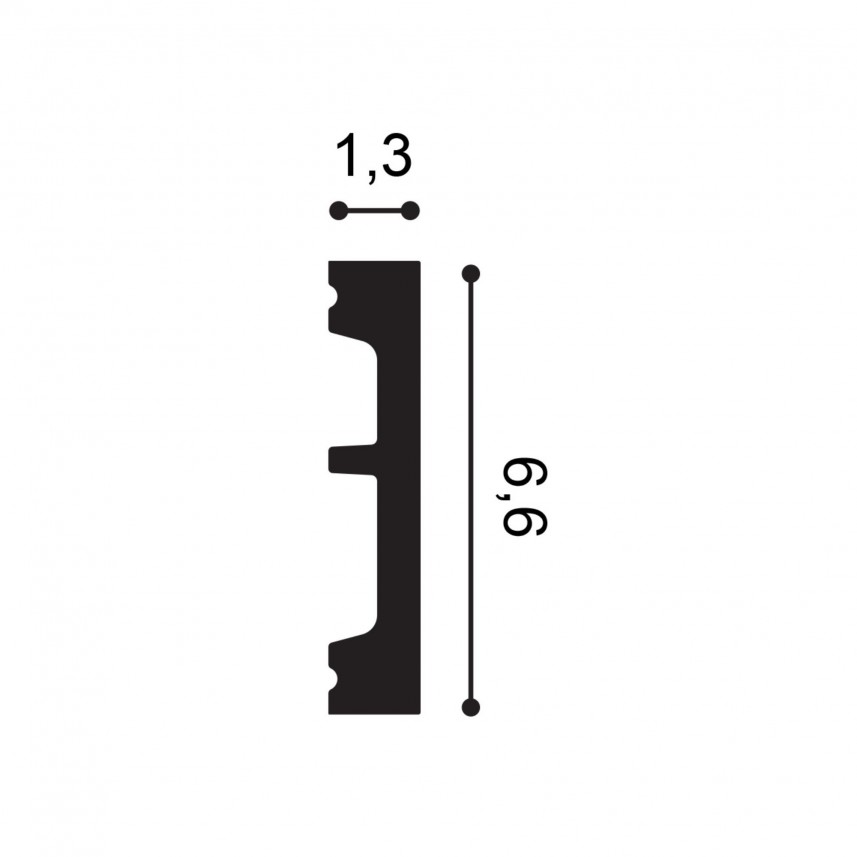 Uniwersalna listwa sufitowa ścienna przypodłogowa SX157 Orac Decor - 200 x 6,6 x 1,3 cm - przekrój