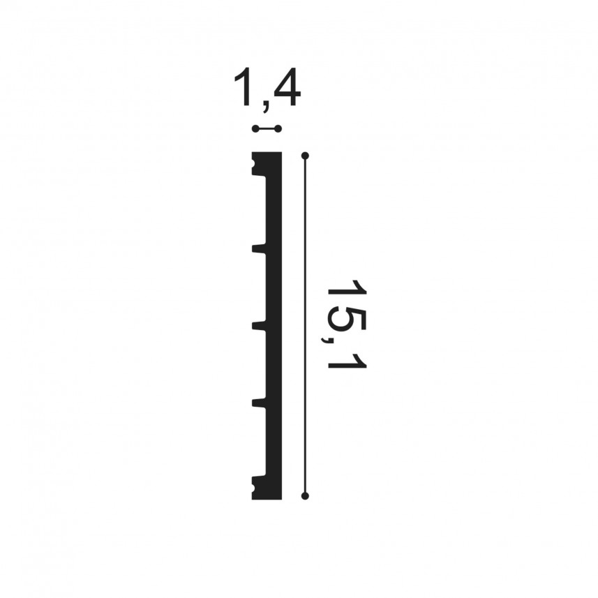 Uniwersalna listwa ścienna przypodłogowa SX168 Orac Decor - 200 x 15,1 x 1,4 cm - przekrój 