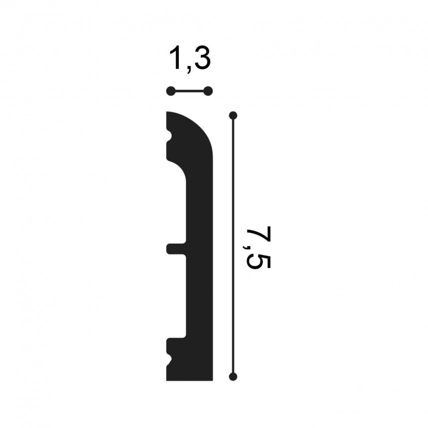 Uniwersalna listwa sufitowa ścienna przypodłogowa SX183 Orac Decor - 200 x 7,5 x 1,3 cm - przekrój