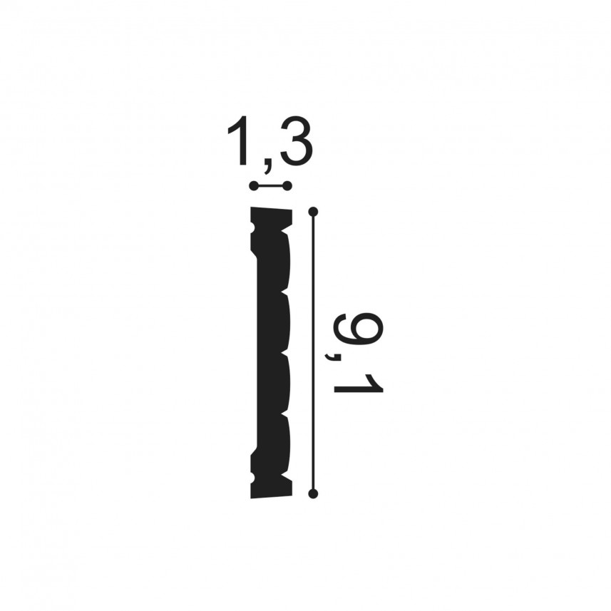 Listwa ścienna P5020 Orac Decor - 200 x 9,1 x 1,3 cm - przekrój 