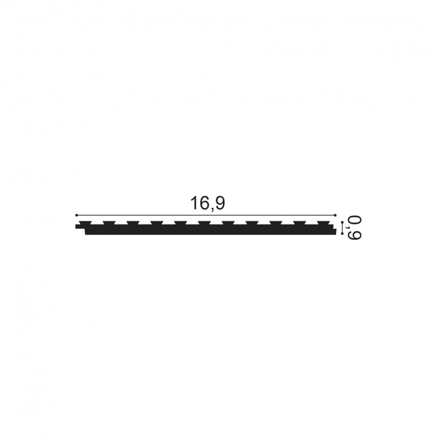 Listwa ścienna PX147 Orac Decor - 200 x 0,9 x 16,9 cm - przekrój