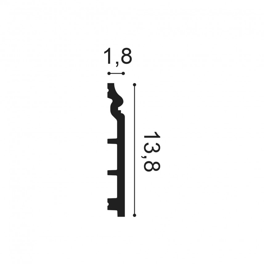 Listwa przypodłogowa SX118 Orac Decor - 200 x 13,8 x 1,8 cm - przekrój