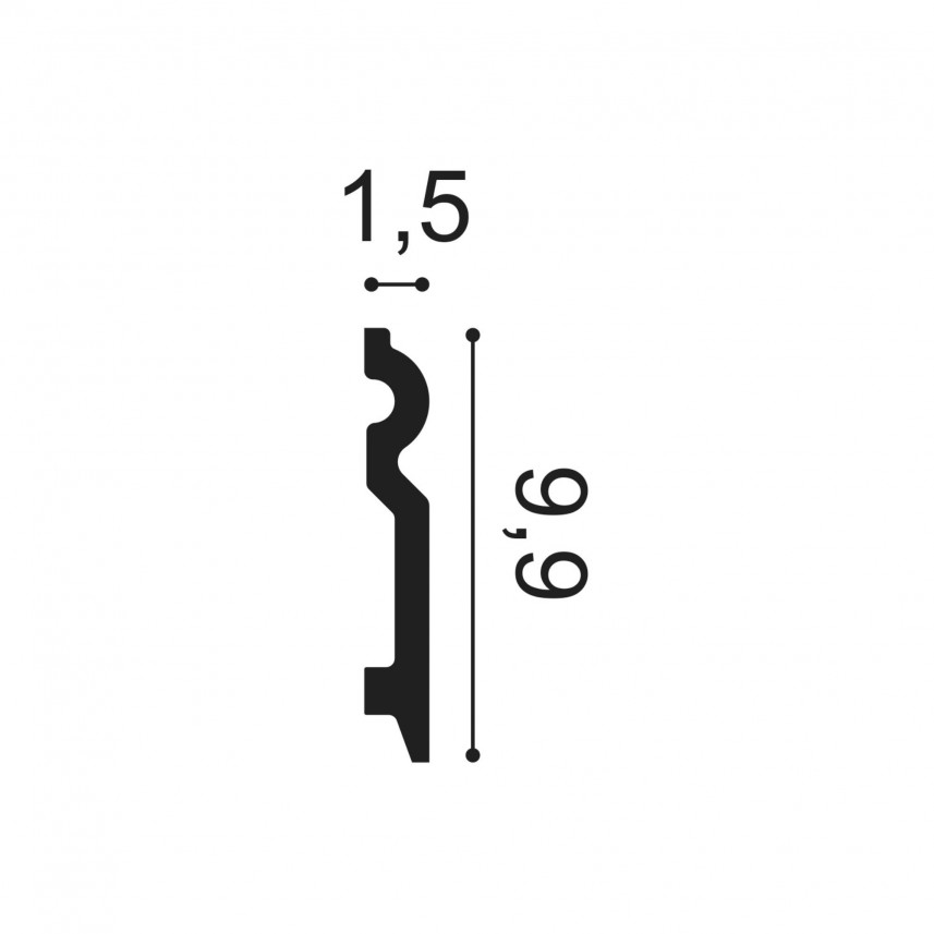 Listwa przypodłogowa SX137 Orac Decor - 200 x 9,9 x 1,5 cm - przekrój