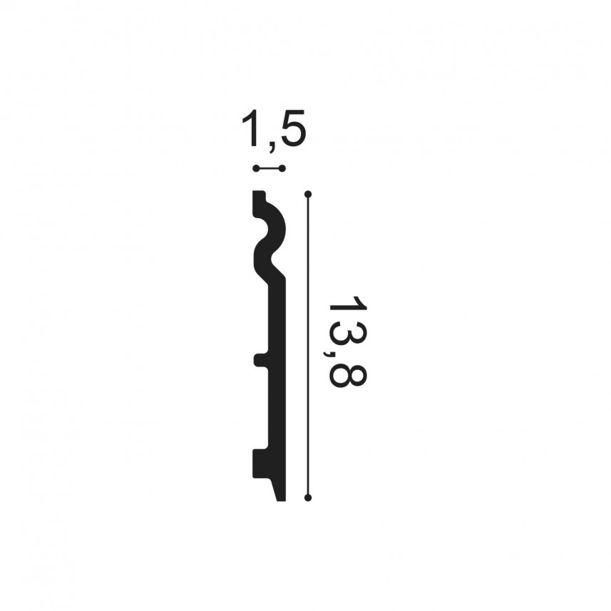 Listwa przypodłogowa SX138 Orac Decor - 200 x 13,8 x 1,5 cm - przekrój