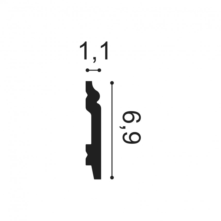 Listwa przypodłogowa SX165 Orac Decor - 200 x 6,9 x 1,1 cm - przekrój